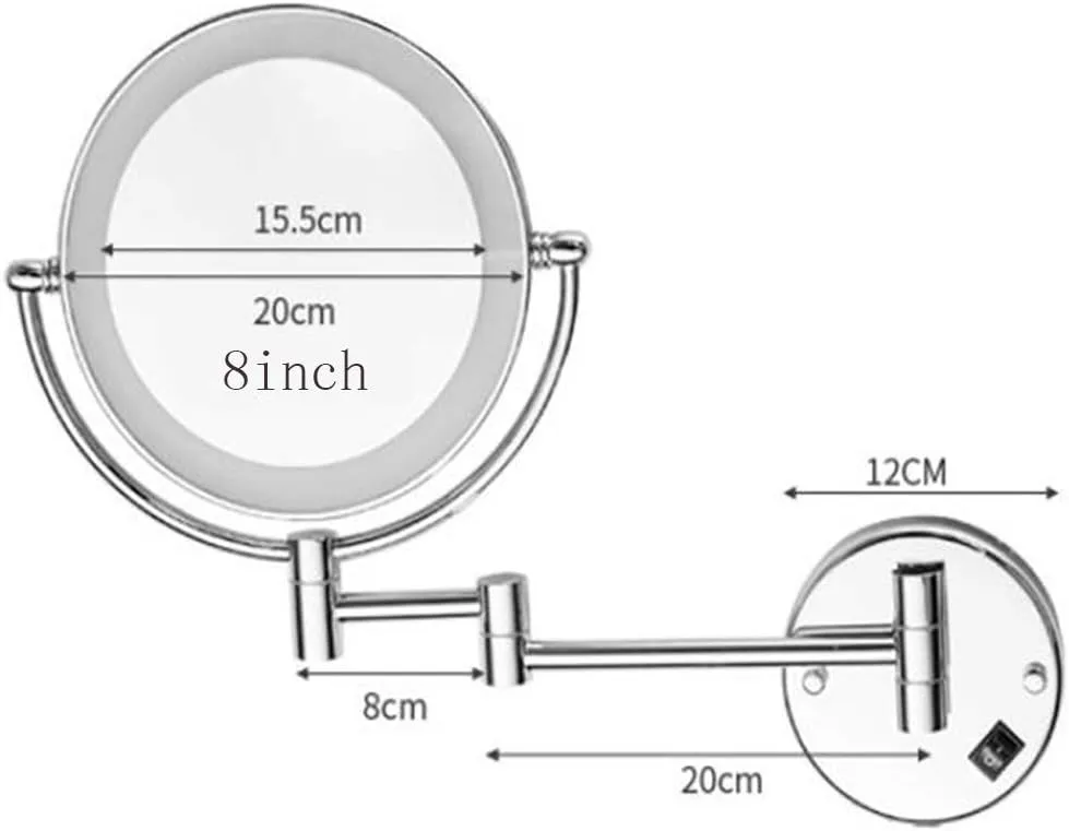 LED Makeup Vanity Mirror,Two-Sided Wall Mounted Beauty Mirror 3X Magnification Bathroom Mirror Extendable 360°Swivel Cosmetic Mirror Powered by Plug,Gold(Silver) (Gold )