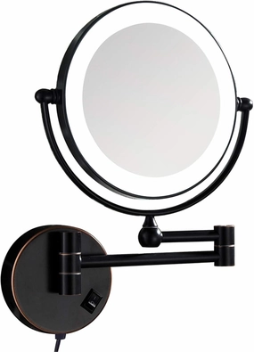 LED Wall Mounted 1X＆3X/5X/7X/10X Magnifying Makeup Mirror, 8 Inch Double Sided Brass Rotatable Extendable Vanity Mirrors for Bathroom,Brass,7X (Color : Black, Size : 7X)
