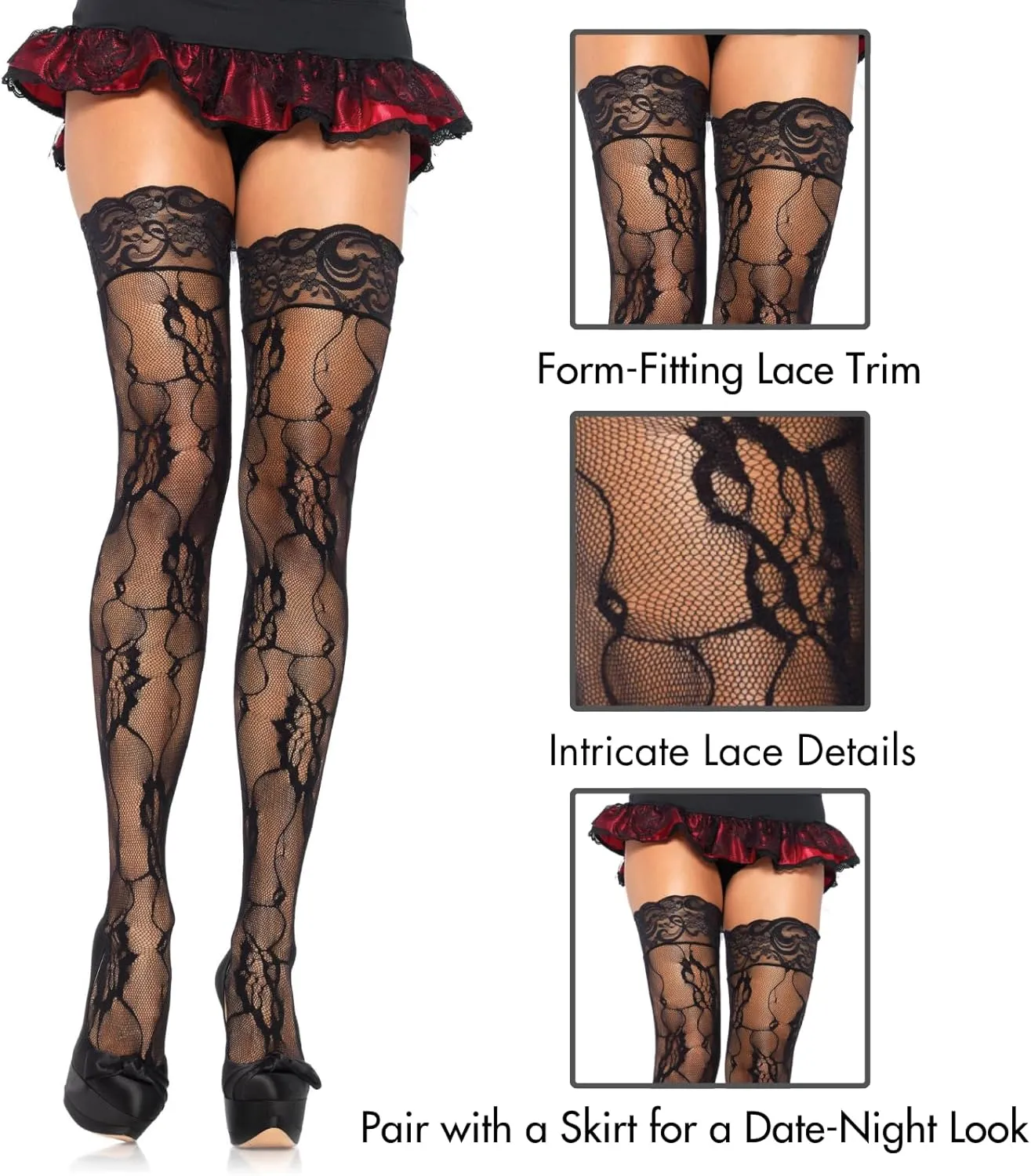 Leg Avenue womens Hosiery Lace Thigh Highs