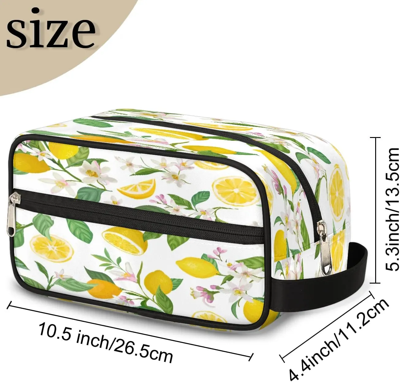Lemons Pattern Travel Toiletry Bag for Women Men Small Cosmetic Makeup Organizer Water Resistant Shaving Bag Portable Make Up Bag Storage Bags with Handle