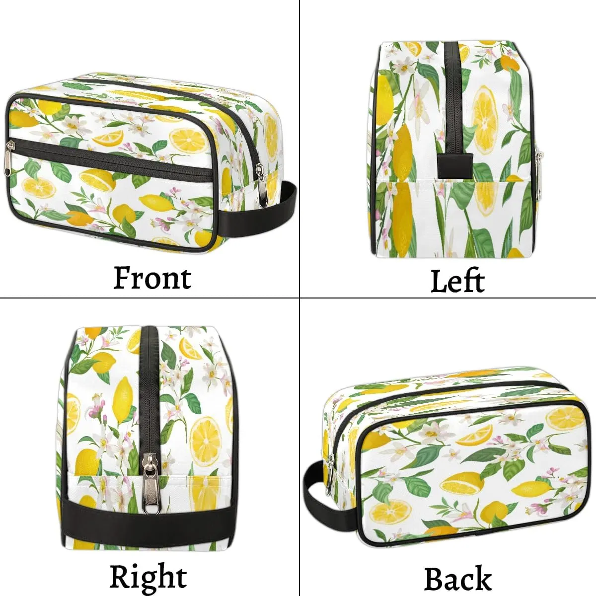 Lemons Pattern Travel Toiletry Bag for Women Men Small Cosmetic Makeup Organizer Water Resistant Shaving Bag Portable Make Up Bag Storage Bags with Handle