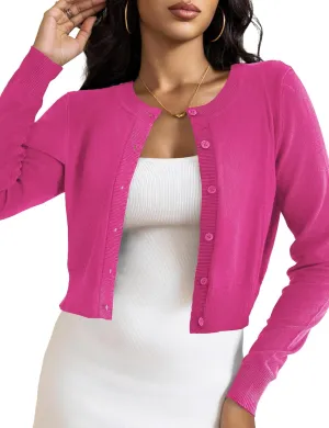 LETDIOSTO Cropped Cardigan Bolero Shrug for Women, Button Down Long Sleeve Knit Sweater for Dresses,for Jeans, S to XL