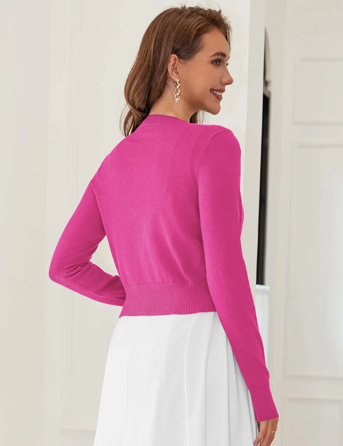 LETDIOSTO Cropped Cardigan Bolero Shrug for Women, Button Down Long Sleeve Knit Sweater for Dresses,for Jeans, S to XL