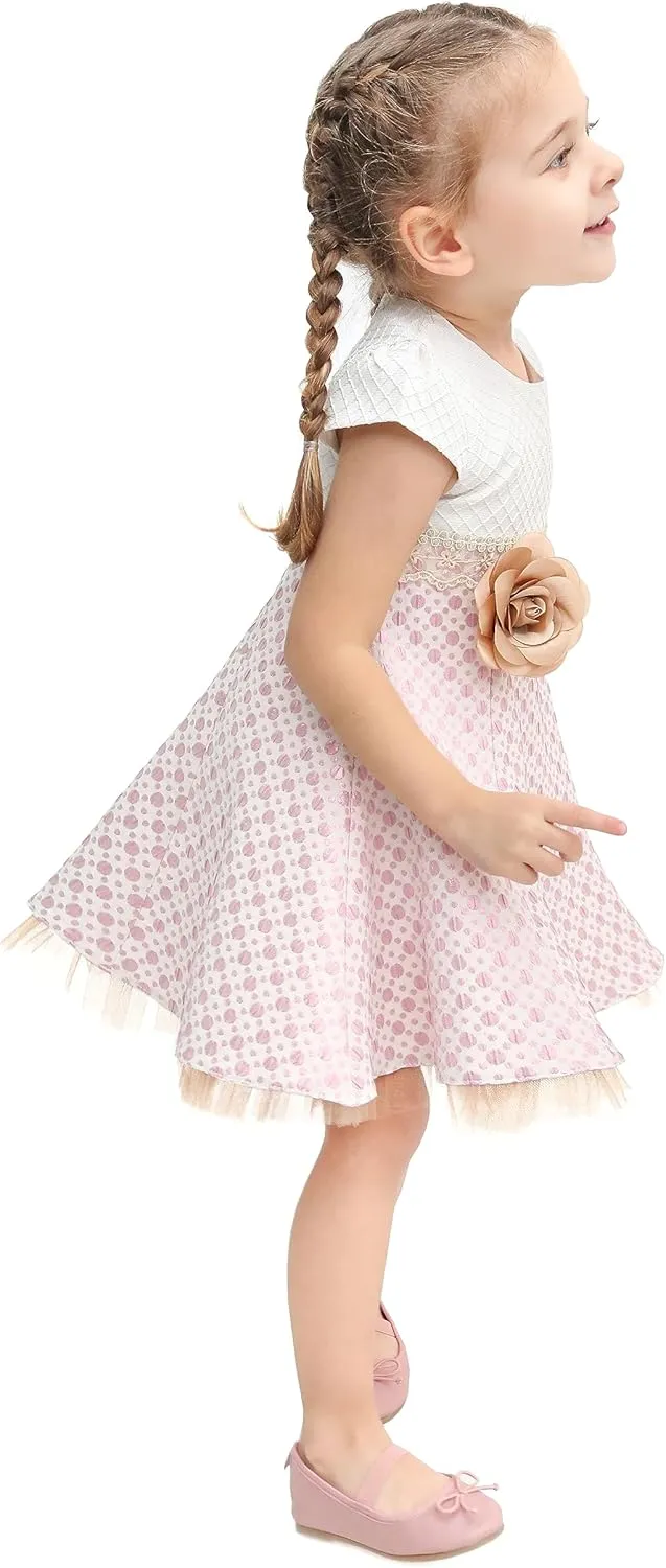 Lilax Little Girls' Sparkle Polka Dot Twirl Dress