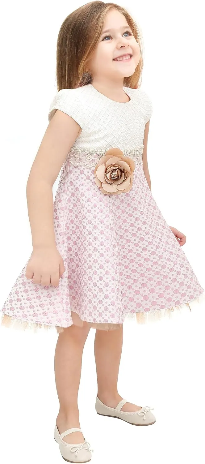 Lilax Little Girls' Sparkle Polka Dot Twirl Dress