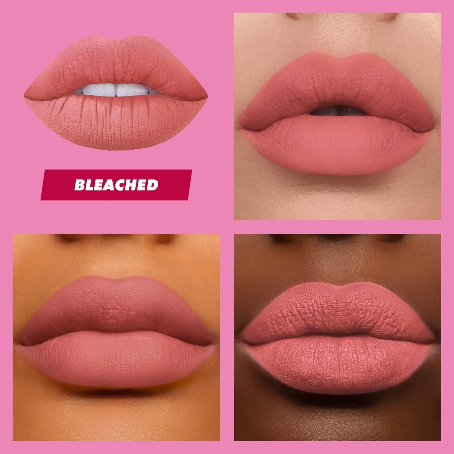 Lime Crime Velvetines Liquid Matte Lipstick, Bleached (Peachy Nude) - Bold, Long Lasting Shades & Lip Lining - Stellar Color & High Comfort for All-Day Wear - Talc-Free & Paraben-Free