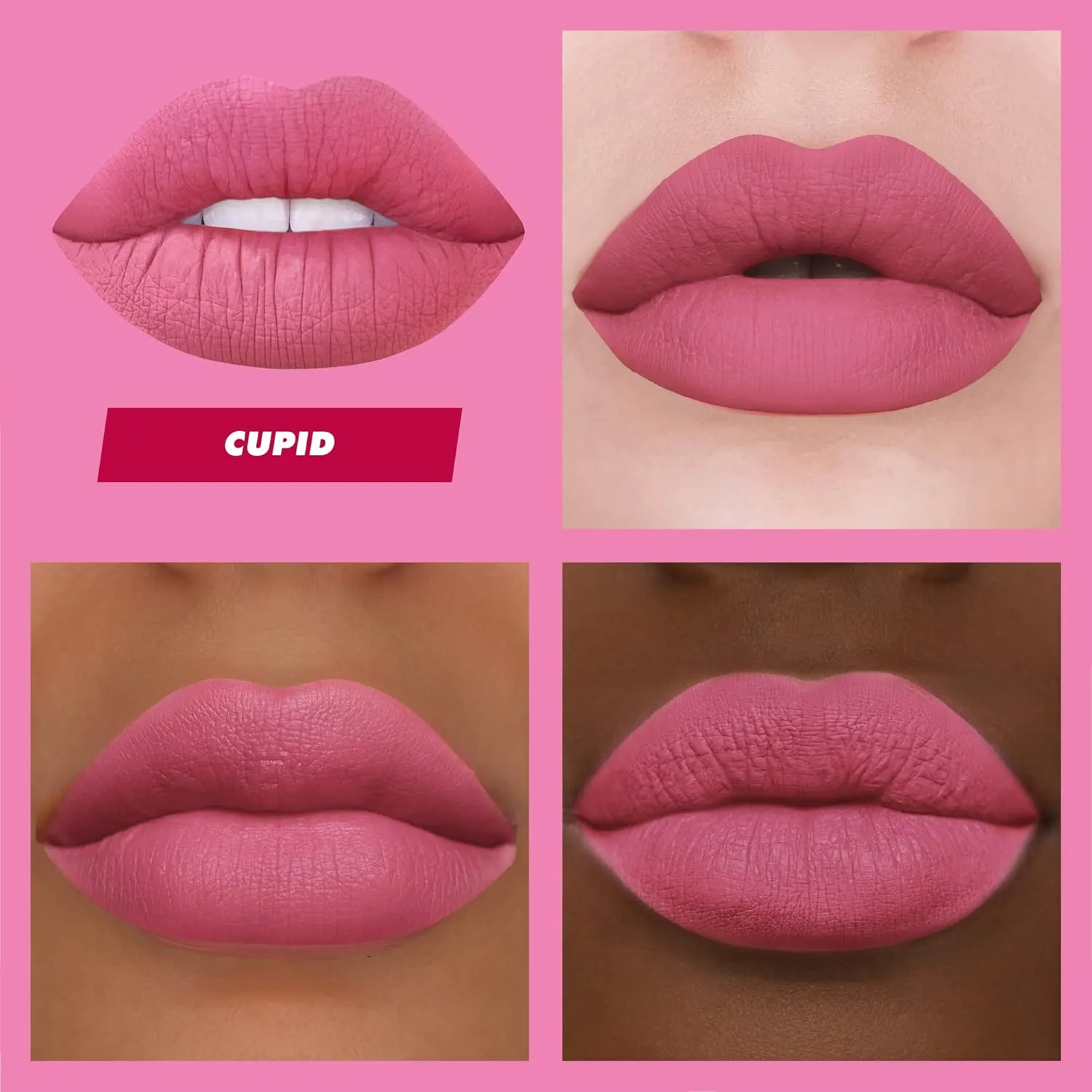 Lime Crime Velvetines Liquid Matte Lipstick, Cupid (Vibrant Pinky Red) - Bold, Long Lasting Shades & Lip Lining - Stellar Color & High Comfort for All-Day Wear - Talc-Free & Paraben-Free