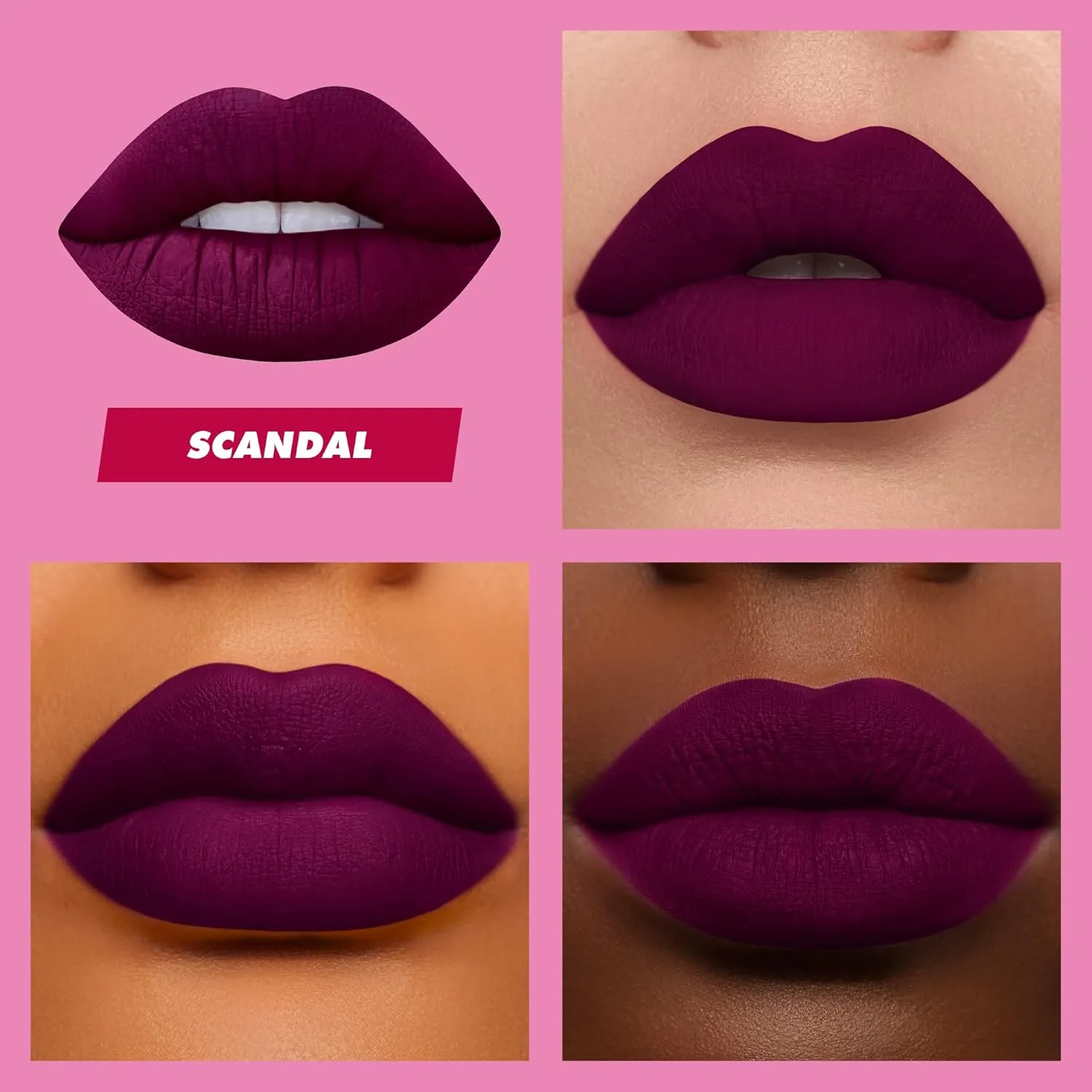 Lime Crime Velvetines Liquid Matte Lipstick, Scandal (Deep Rich Plum) - Bold, Long Lasting Shades & Lip Lining - Stellar Color & High Comfort for All-Day Wear - Talc-Free & Paraben-Free