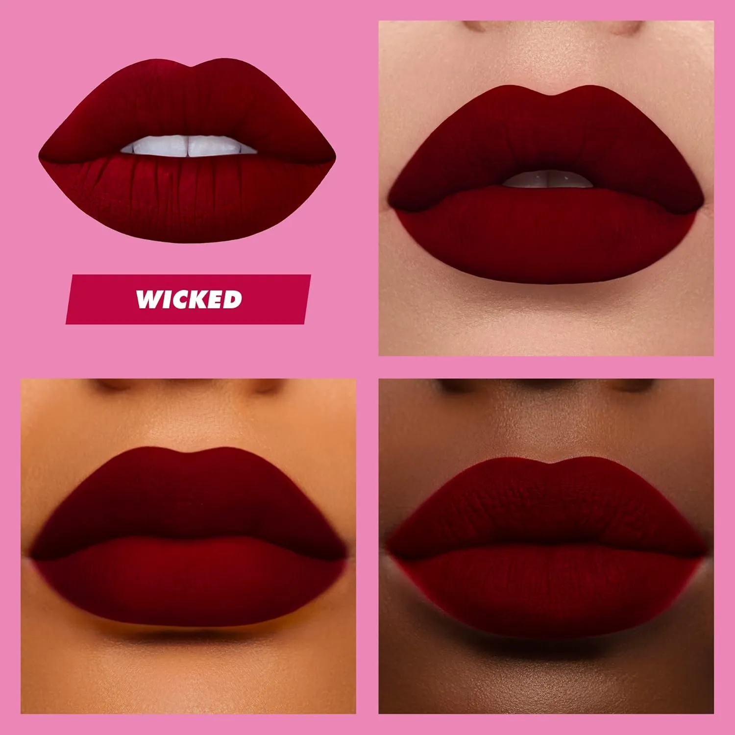 Lime Crime Velvetines Liquid Matte Lipstick, Wicked (Blood Red) - Bold, Long Lasting Shades & Lip Lining - Stellar Color & High Comfort for All-Day Wear - Talc-Free & Paraben-Free