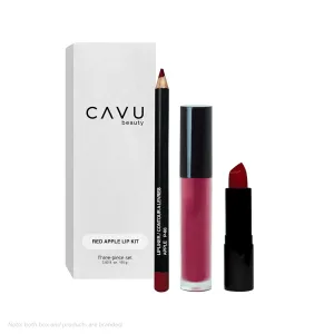 Lip Tease Trio – 3-Piece Lip Kit with Liner, Cream Lipstick & Gloss | Long-Wear, Buildable Color | Vegan, Paraben-Free, Gift-Ready Makeup Set (Red Apple)