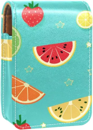 Lipstick Case,Portable Makeup Bag Cosmetic Pouch,Lipstick Holder Makeup Organizer,Banana Cherry Orange