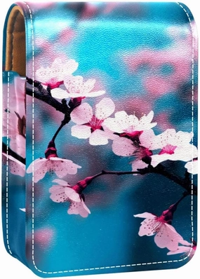 Lipstick Case,Leather Lip Gloss Lipstick Organizer with Mirror,Mini Lipstick Holder Bag,Chinese Style Plum Blossom