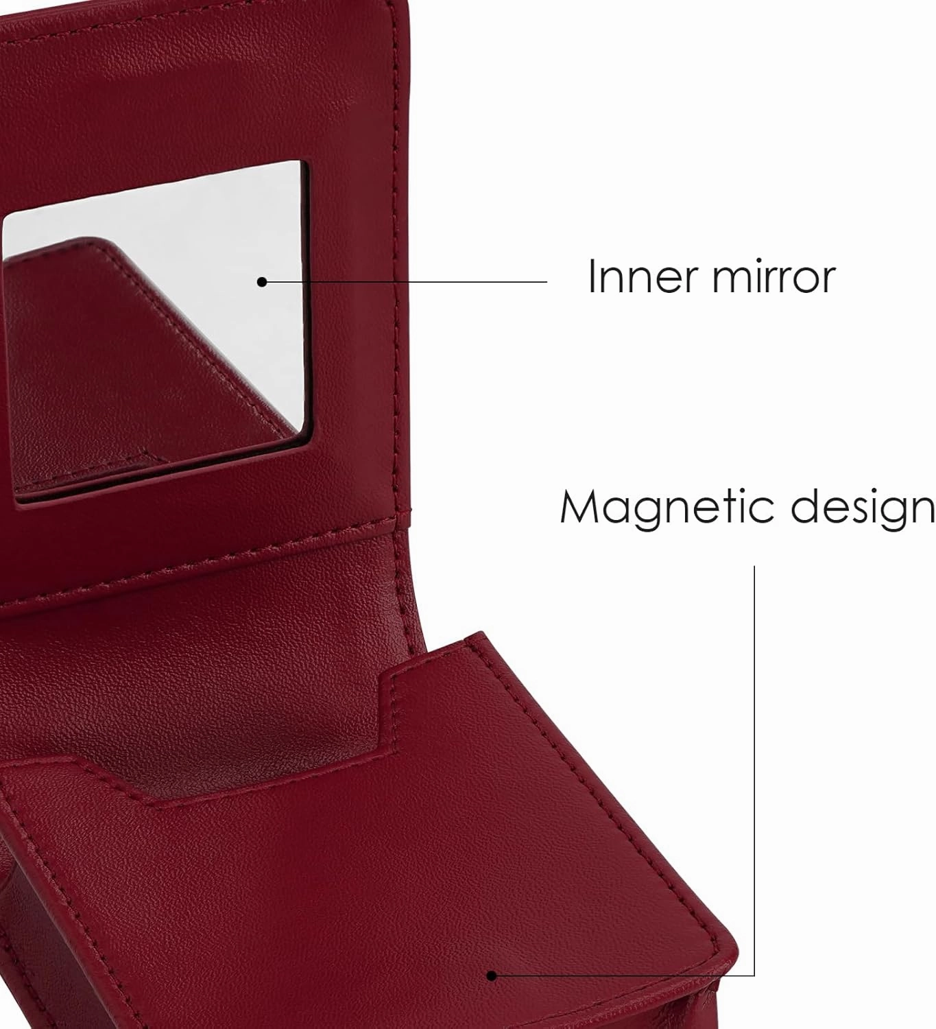 Lipstick Case with Mirror for Purse, Mini Holder Purse, Small Cosmetic Bag for Lipsticks, Travel Lipstick Pouch, Portable Makeup Cosmetic Pouch (1Pcs Red)