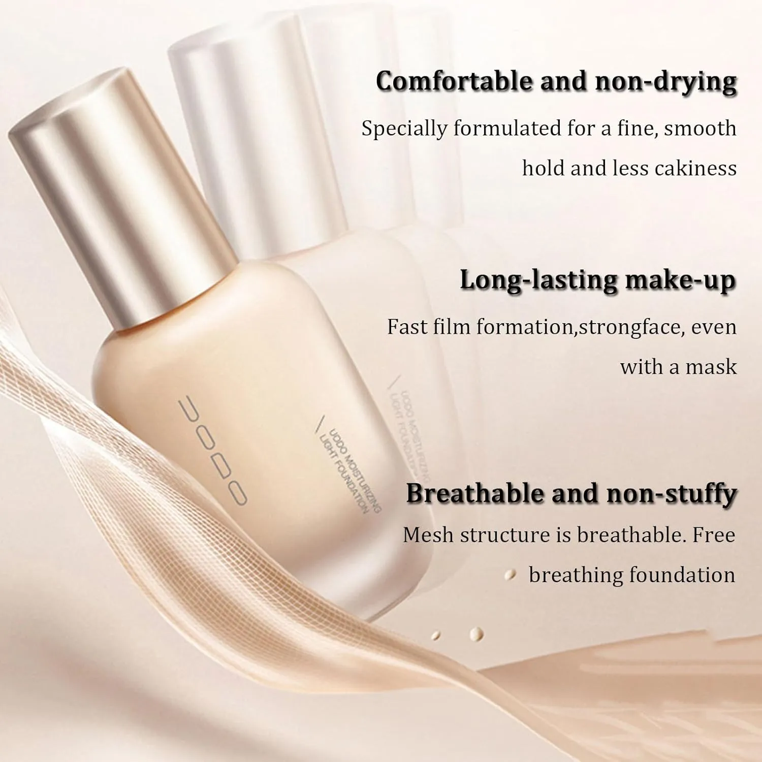 Liquid Foundation, Moisturizing Light Foundation, Matte Long-Lasting Cushion Concealer, Gauze Beauty LiquidFoundation (Moist 03 Natural)