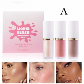Liquid Cheek & Highlighter Duo – Pearl-Infused, Natural Glow for Face & Lips,Non-Sticky, Vegan, For Gradient & Monochrome Makeup Kit (#A)