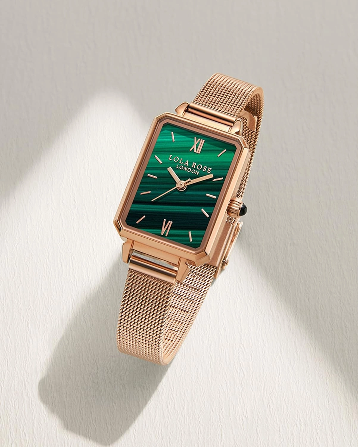 Lola Rose Dainty Women's Wrist Watch: Green Malachite Dial, Wrapped by Stylish Gift Box, Elegant Present for Ladies and Loved Ones