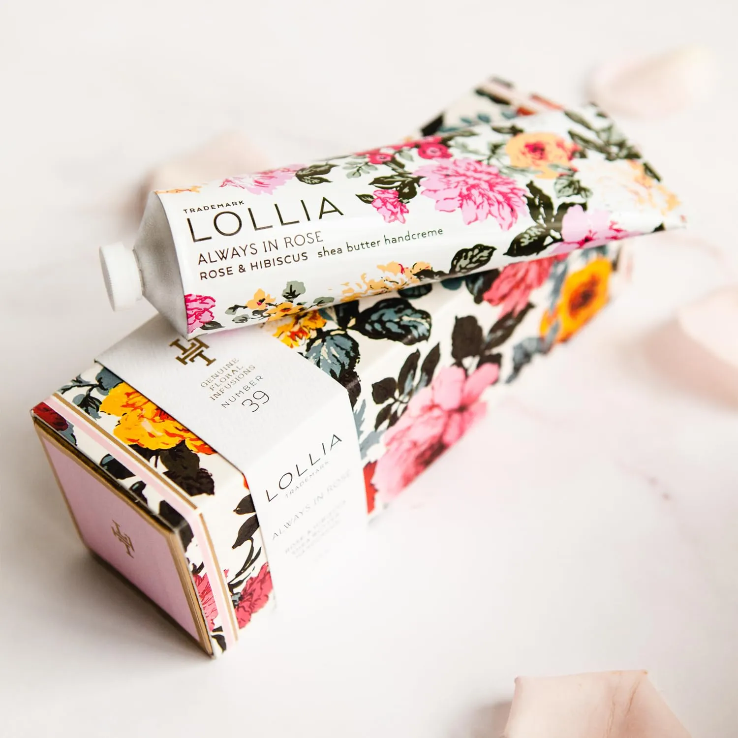 LOLLIA Always in Rose Handcreme, 4 oz. – Rose & Hibiscus – Scented Hand Cream for Women, Moisturizing Hand Lotion for Dry Hands, Shea Butter & Cocoa Butter, Quick Absorbing Lotion