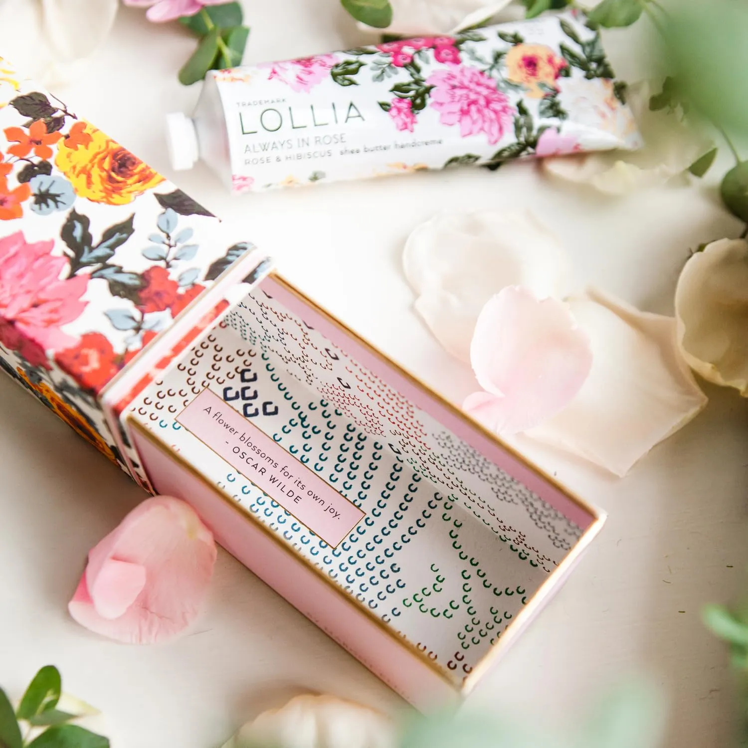 LOLLIA Always in Rose Handcreme, 4 oz. – Rose & Hibiscus – Scented Hand Cream for Women, Moisturizing Hand Lotion for Dry Hands, Shea Butter & Cocoa Butter, Quick Absorbing Lotion