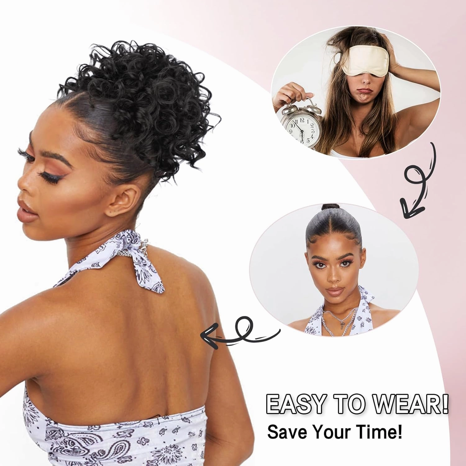 Lommel Messy Bun Hair Piece Curly Messy Buns Lightweight Fluffy Updo Hair Bun for Short Thin Hair Scrunchies Natural Soft Clip in Hair Extensions Ponytail for Women Daily Use(Champagne Blonde)