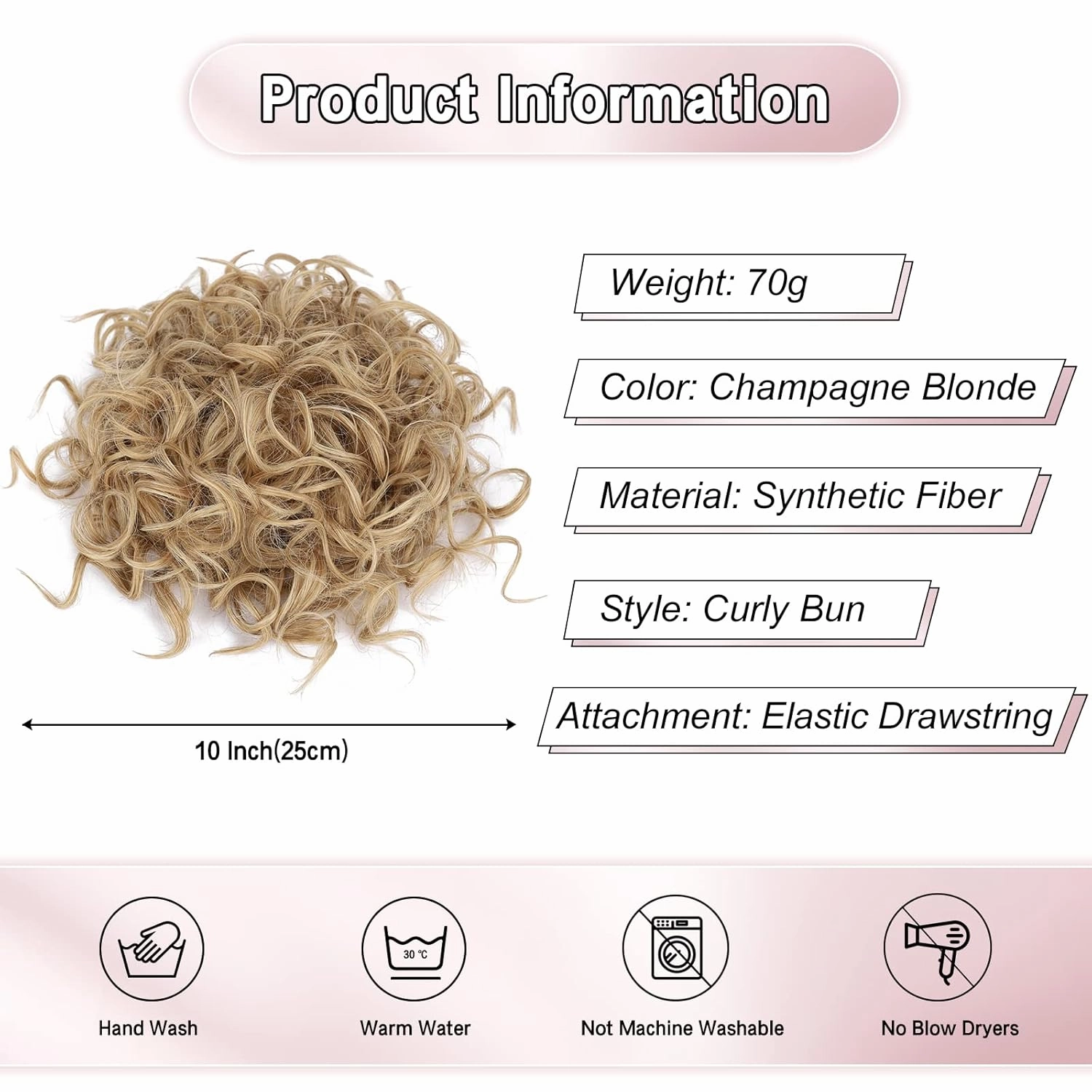 Lommel Messy Bun Hair Piece Curly Messy Buns Lightweight Fluffy Updo Hair Bun for Short Thin Hair Scrunchies Natural Soft Clip in Hair Extensions Ponytail for Women Daily Use(Champagne Blonde)
