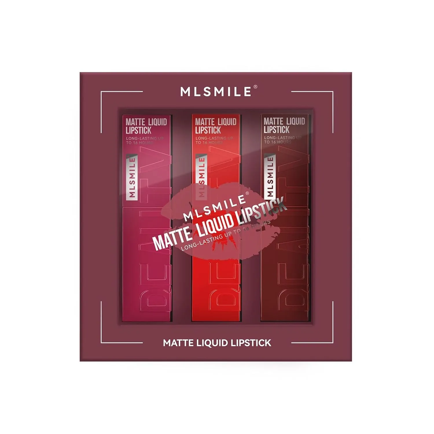 Long-Lasting Matte Liquid Lipstick Set, 3 Colors, Red and Pink Shades (package B, 3)