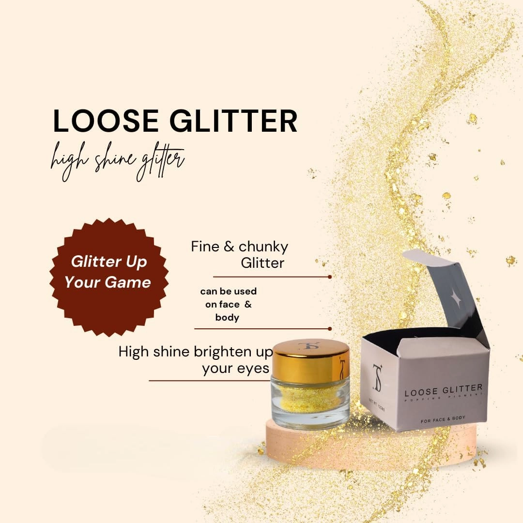 Loose Glitter Eye.shadow powder shiny Glitter | Loose Glitter Eye.shadow For Eye Makeup | Highly Pigmented Eye.shadow With Radiant Shimmer (Dull gold)