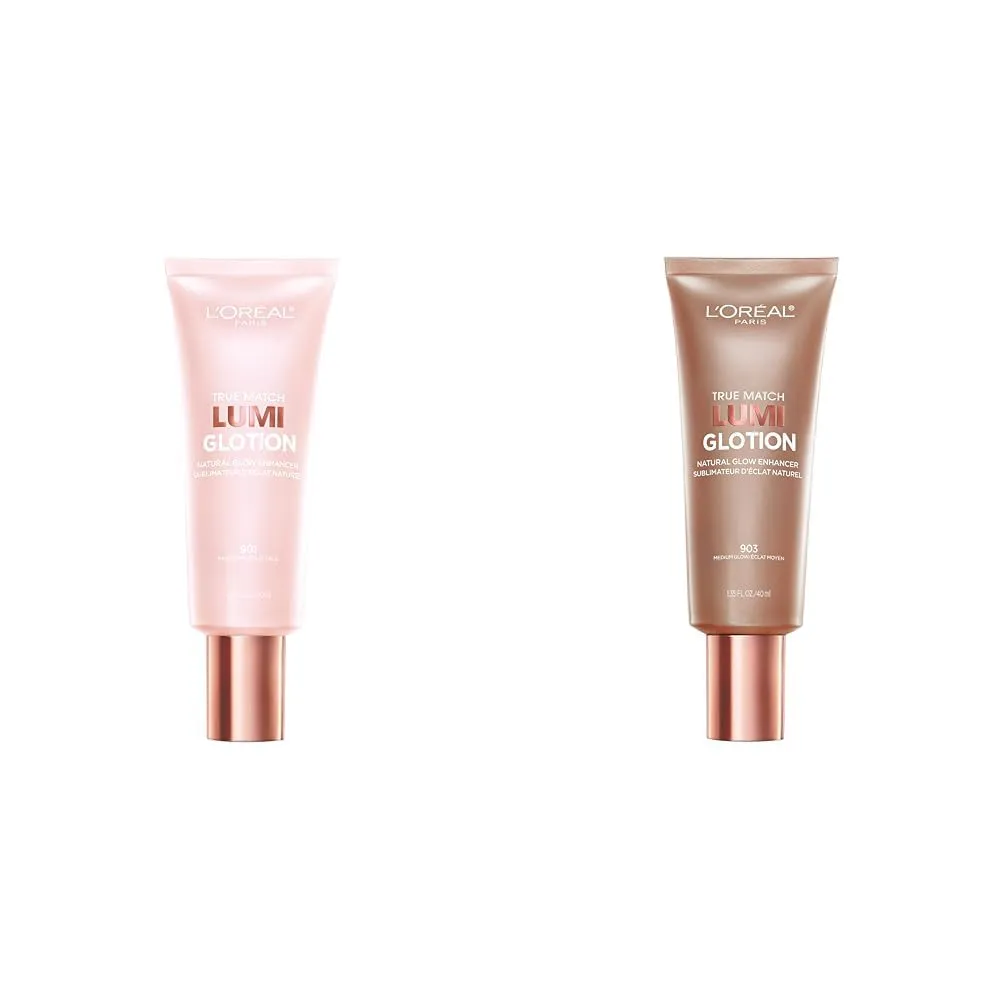 L'Oréal Paris True Match Lumi Glotion Fair 1.35oz and Medium 1.35oz Glow Enhancing Makeup Lotion Bundle