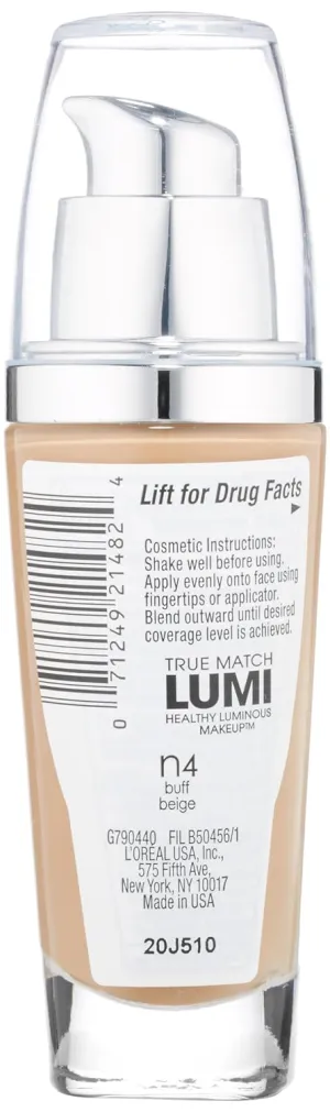 L’Oréal Paris True Match Lumi Healthy Luminous Makeup, N4 Buff Beige, 1 fl; oz. (Pack of 2)