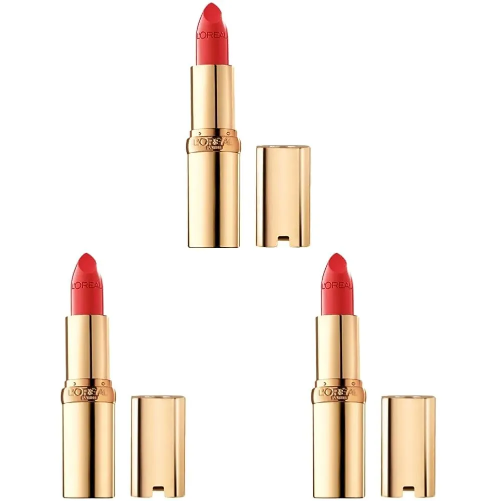 L'Oreal Paris Colour Riche Original Creamy, Hydrating Satin Lipstick with Argan Oil and Vitamin E, Raspberry Rush, 1 Count (Pack of 3)