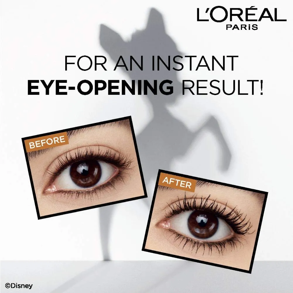 L'Oreal Paris Makeup Bambi Eye Mascara, Lasting Volume, Length & Lift, Doe-eye Definition, No Clumping, Washable, Blackest Black 0.21 Fl Oz