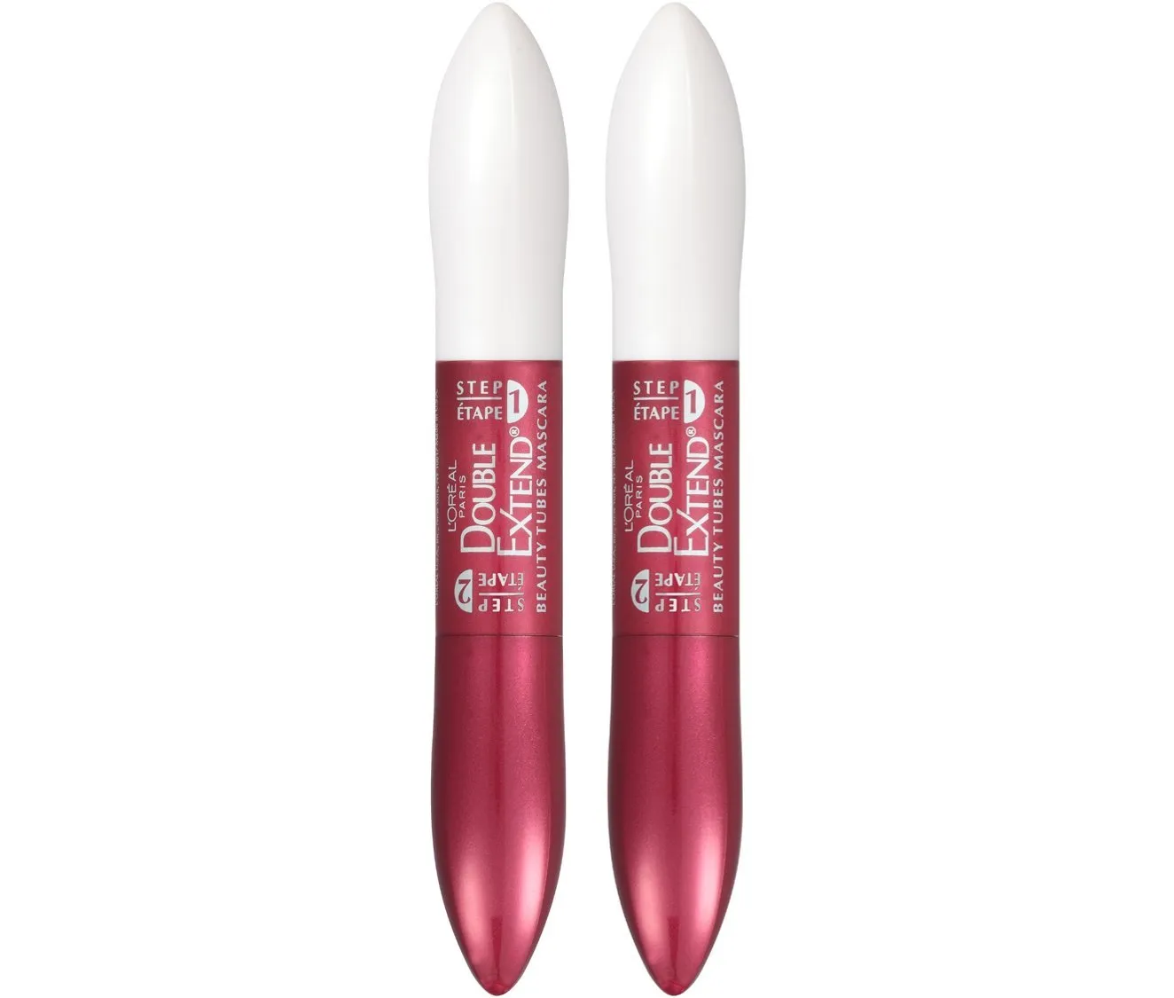L'Oreal Paris Makeup Double Extend Tubing Mascara, Lengthening 2 Step Mascara, Smudgeproof, Blackest Black, Pack of 2
