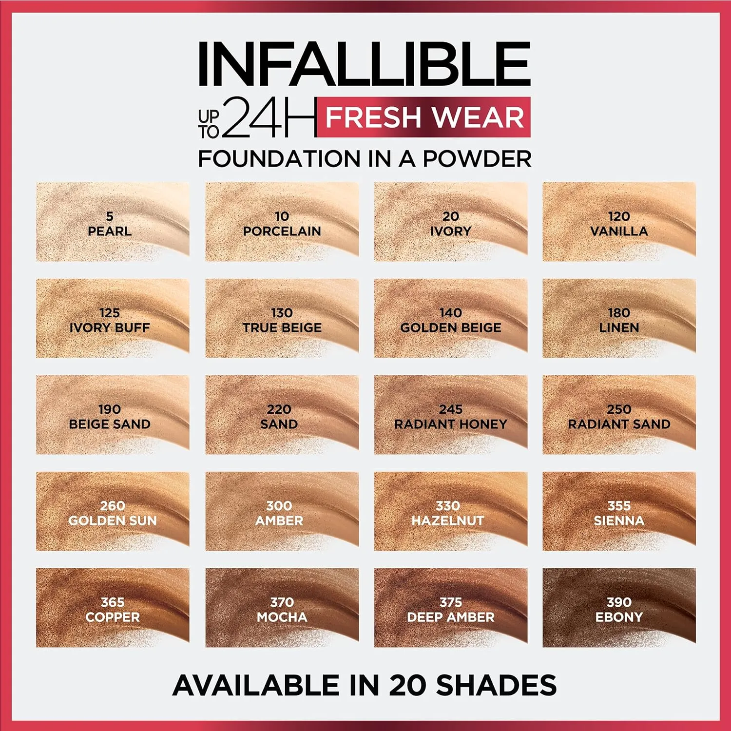 L'Oreal Paris Makeup Infallible Fresh Wear Foundation in a Powder, Up to 24H Wear, Waterproof, Beige Sand, 0.31 oz.