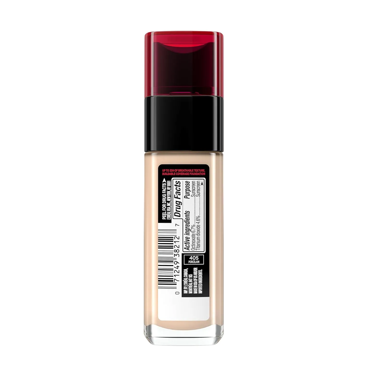 L'Oreal Paris Makeup Infallible Up to 32 Hour Fresh Wear Lightweight Foundation, 405 Porcelain, 1 Fl Oz, Packaging May Vary