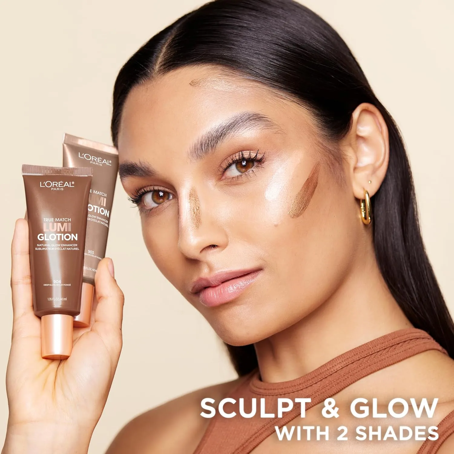 L'Oreal Paris Makeup True Match Lumi Glotion, Natural Glow Enhancer, Illuminator Highlighter, Bronzing Drops For a Sun-Kissed Glow, 904 Deep
