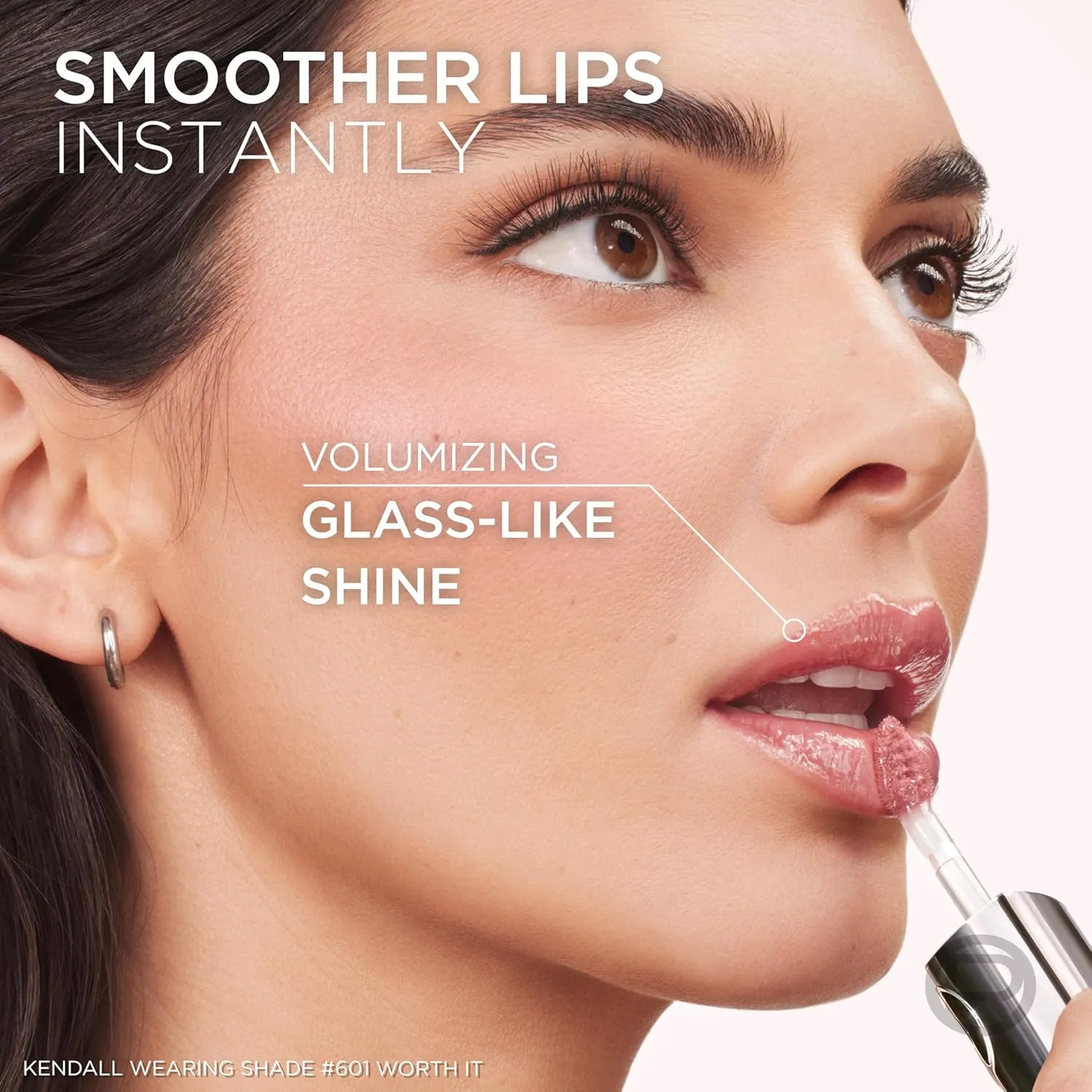 L'Oreal Paris Plump Ambition Hyaluron Lip Oil, 24 HR Lip Gloss with Hyaluronic Acid, Volumizing Formula with Glass-Like Shine, Cristal Clear 101, 0.16 Fl Oz