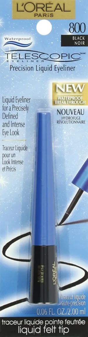 L'Oreal Paris Telescopic Precision Liquid Waterproof Eyeliner, Black (Pack of 2)