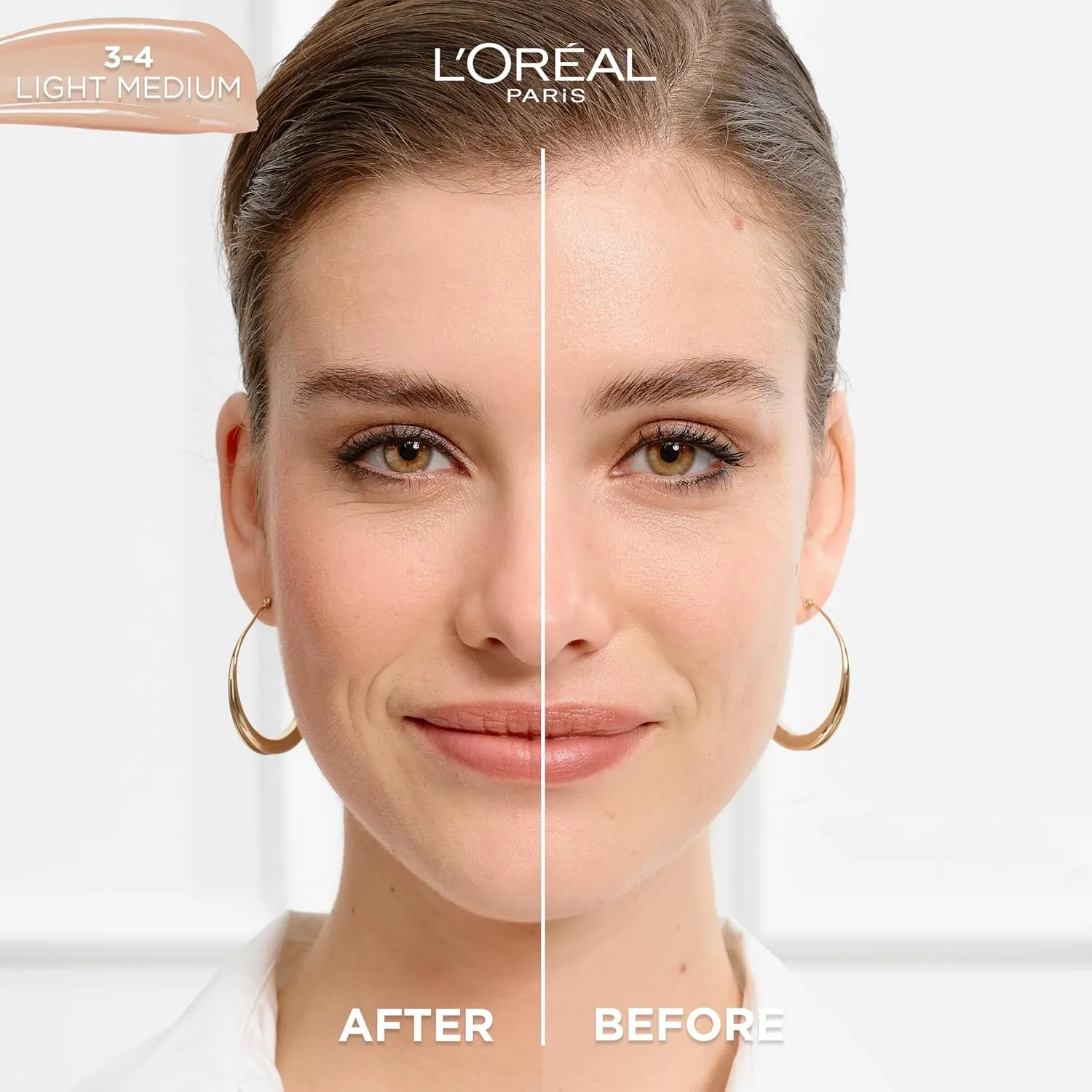 L'Oreal Paris True Match Nude Hyaluronic Tinted Serum Foundation with 1% Hyaluronic acid, Light-Medium 3-4, 1 fl. oz.