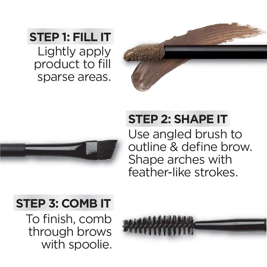 L'Oreal Paris Unbelieva-Brow Longwear Waterproof Tinted Brow Gel, Smudge-resistant, Transfer- Proof, Quick Drying, Easy and quick application with precise brush, Black, 0.15 fl. oz.