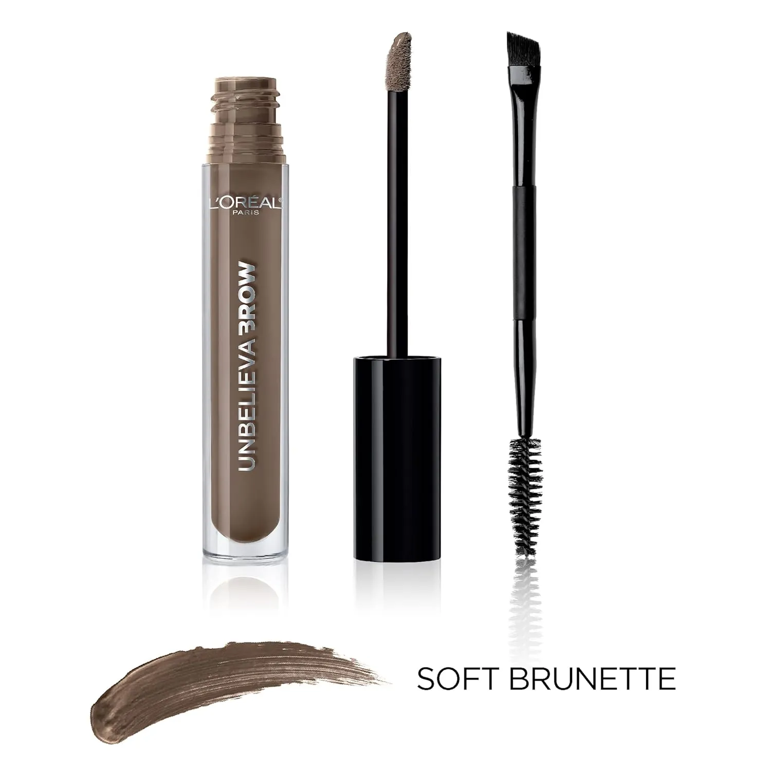 L'Oreal Paris Unbelieva-Brow Longwear Waterproof Tinted Brow Gel, Smudge-resistant, Transfer- Proof, Quick Drying, Easy and quick application with precise brush, Soft Brunette, 0.15 fl. oz.