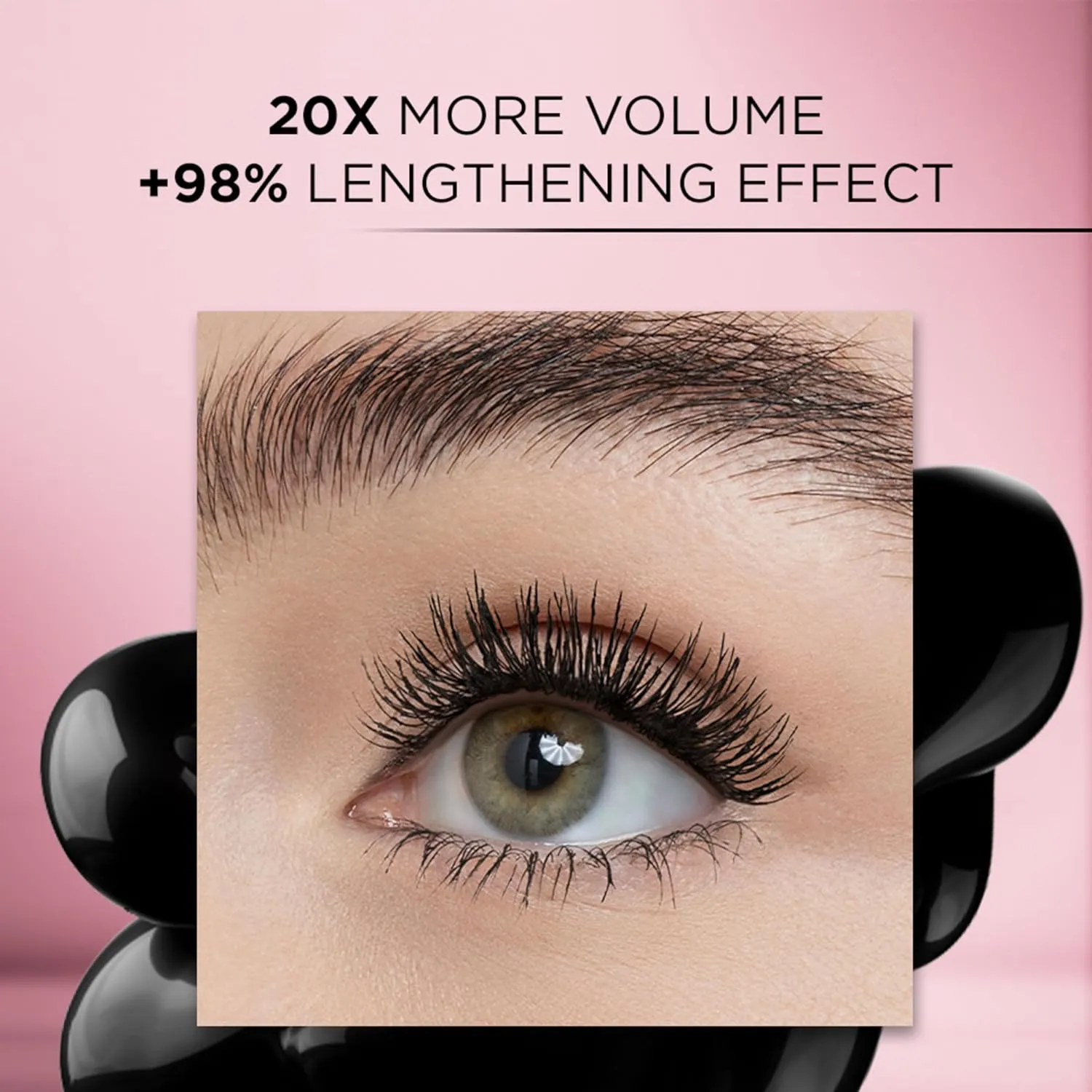 L'Oreal Paris Voluminous Makeup Lash Paradise Waterproof Mascara, Voluptuous Volume, Intense Length, Feathery Soft Full Lashes, No Smudging, No Clumping, Black, 0.25 Fl Oz (Pack of 2)