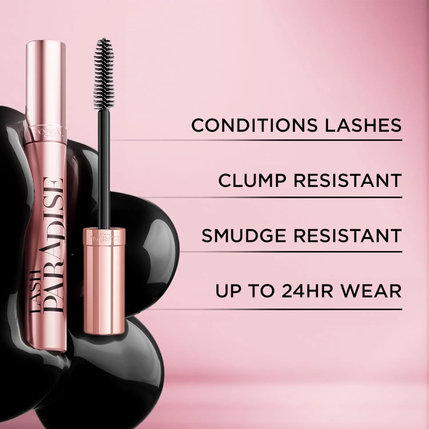 L'Oreal Paris Voluminous Makeup Lash Paradise Waterproof Mascara, Voluptuous Volume, Intense Length, Feathery Soft Full Lashes, No Smudging, No Clumping, Black, 0.25 Fl Oz (Pack of 2)