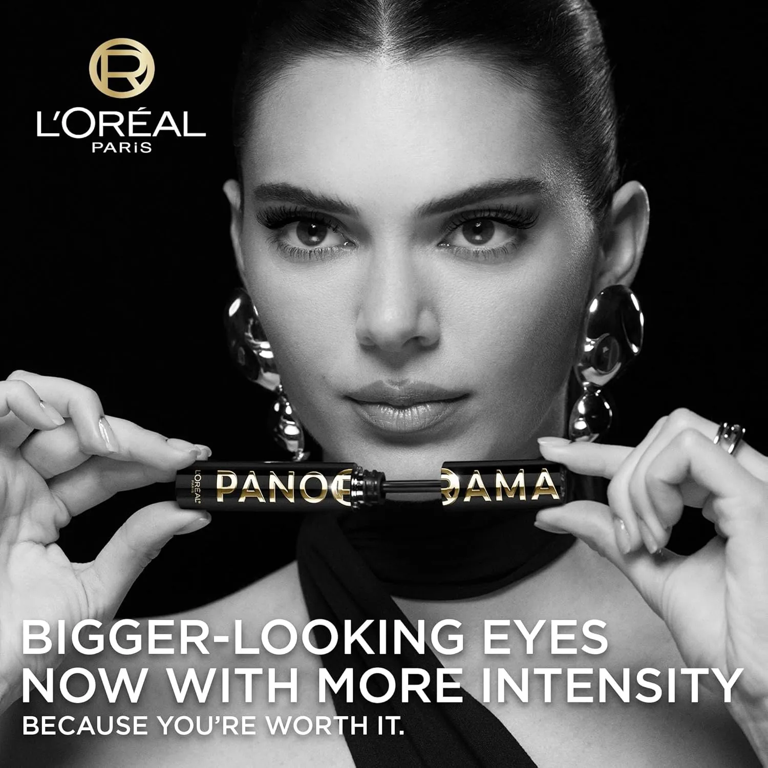 L'Oreal Paris Voluminous Panorama Mascara, Volumizing and Lengthening Formula, Longwear, Smudge-Resistant and Washable, All Night Black Mascara, 0.33 Fl Oz