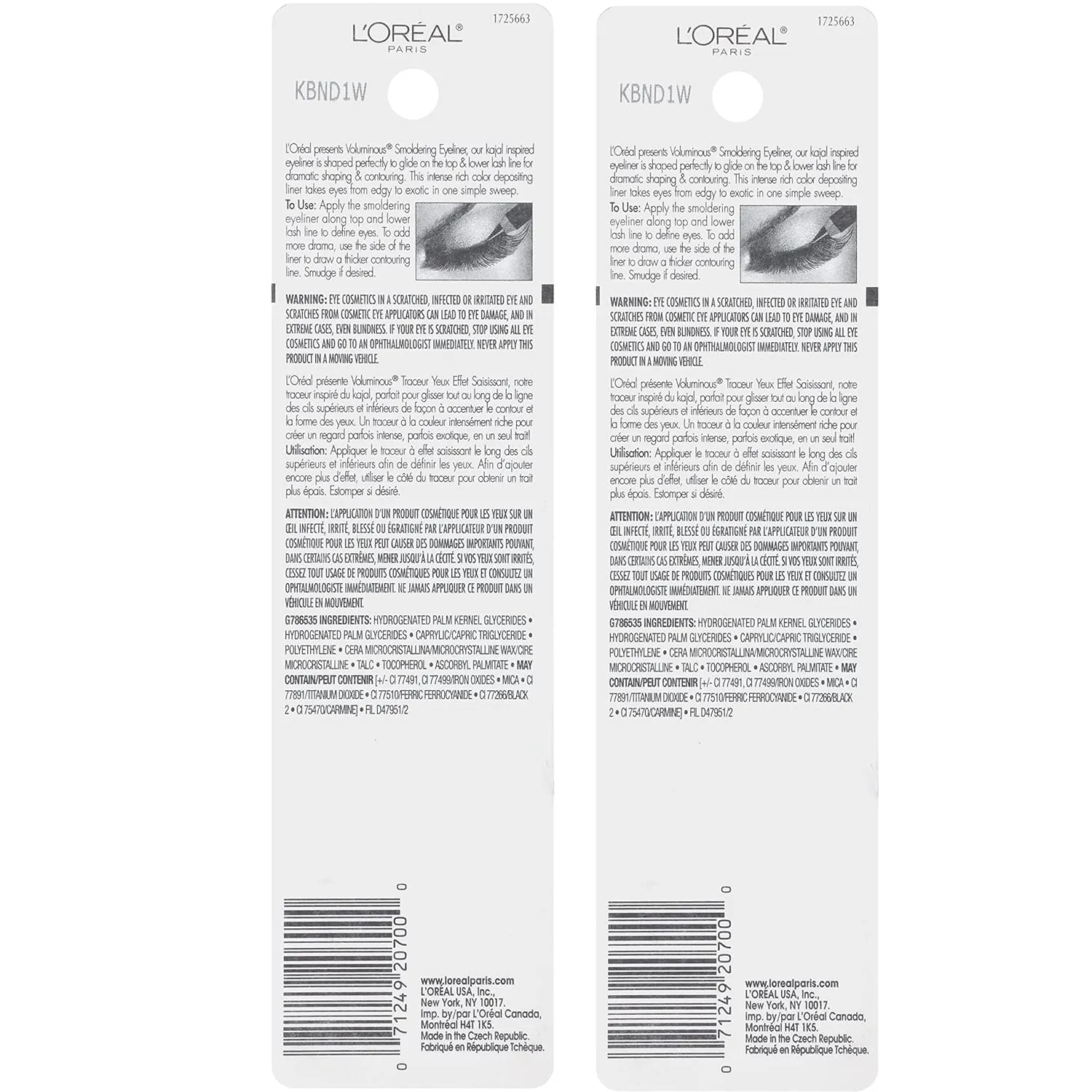 L'Oreal Paris Voluminous Smoldering Eyeliner, Black, 0.056 Oz, 2 Count