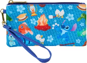 Loungefly Disney Stitch Camping Cuties AOP Nylon Wristlet