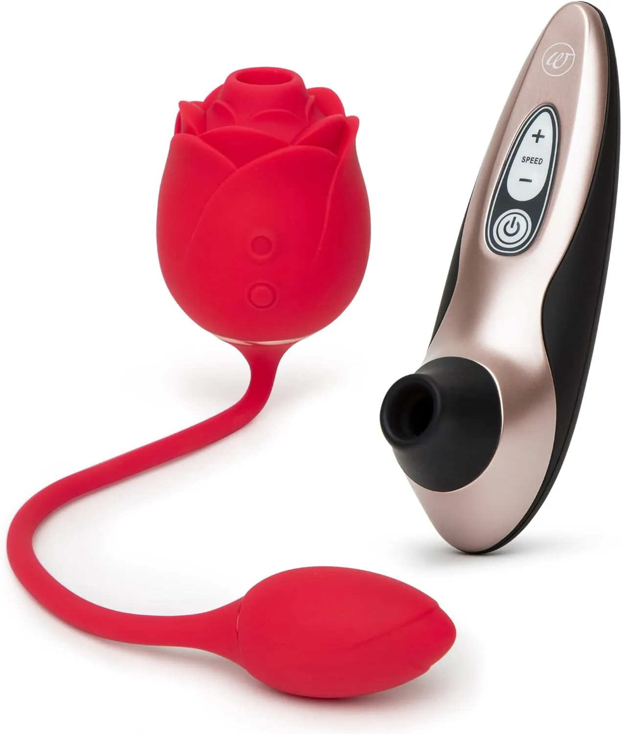 Lovehoney Rose Glow Dual Stimulation Pleasure Air Rose Toy & Egg Vibrator and Womanizer Pro40 Rose Gold Pleasure Air Clitoris Sucker - Female Sex Toys Bundle