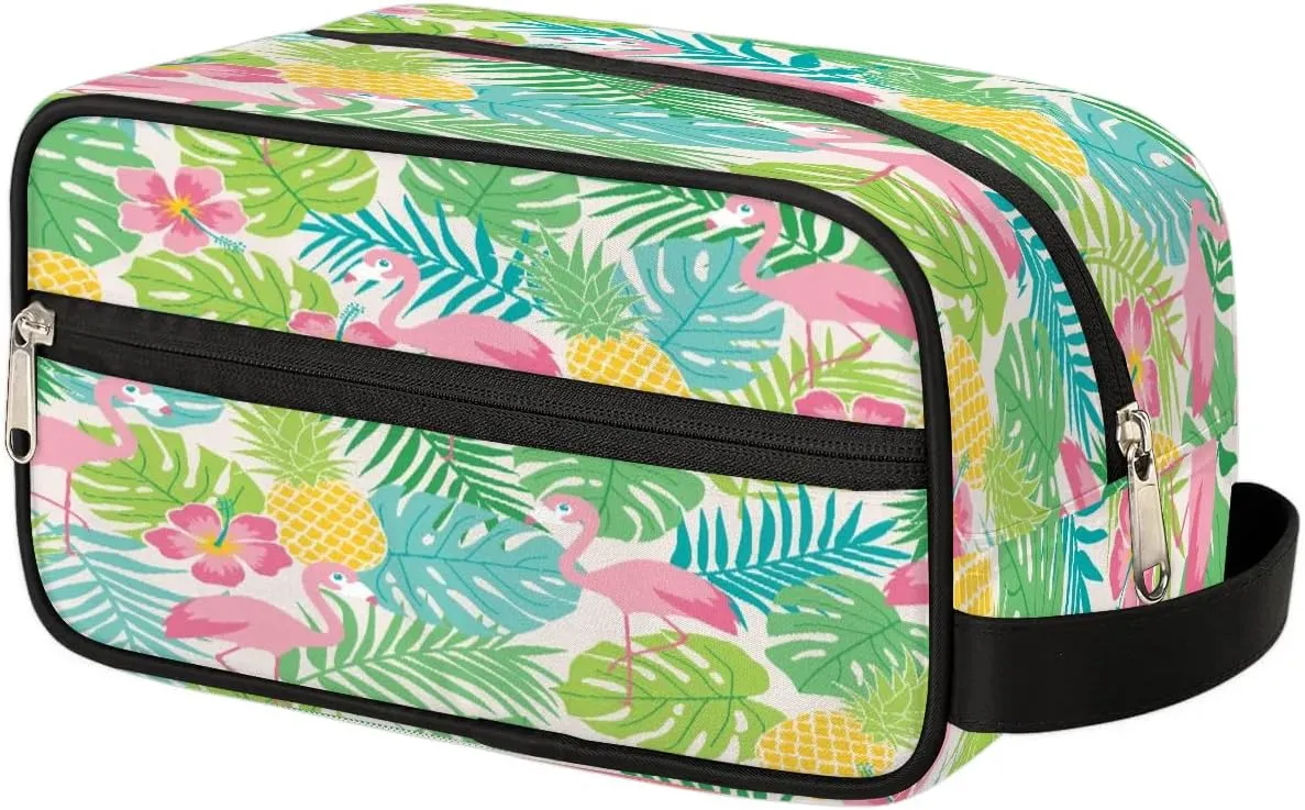 Lovely Flamingos Travel Toiletry Bag for Women Men Small Cosmetic Makeup Organizer Water Resistant Shaving Bag Portable Make Up Bag Storage Bags with Handle