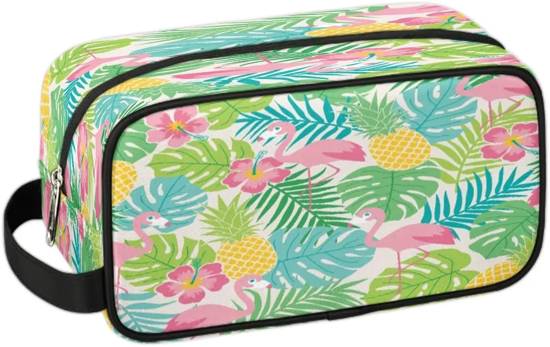Lovely Flamingos Travel Toiletry Bag for Women Men Small Cosmetic Makeup Organizer Water Resistant Shaving Bag Portable Make Up Bag Storage Bags with Handle