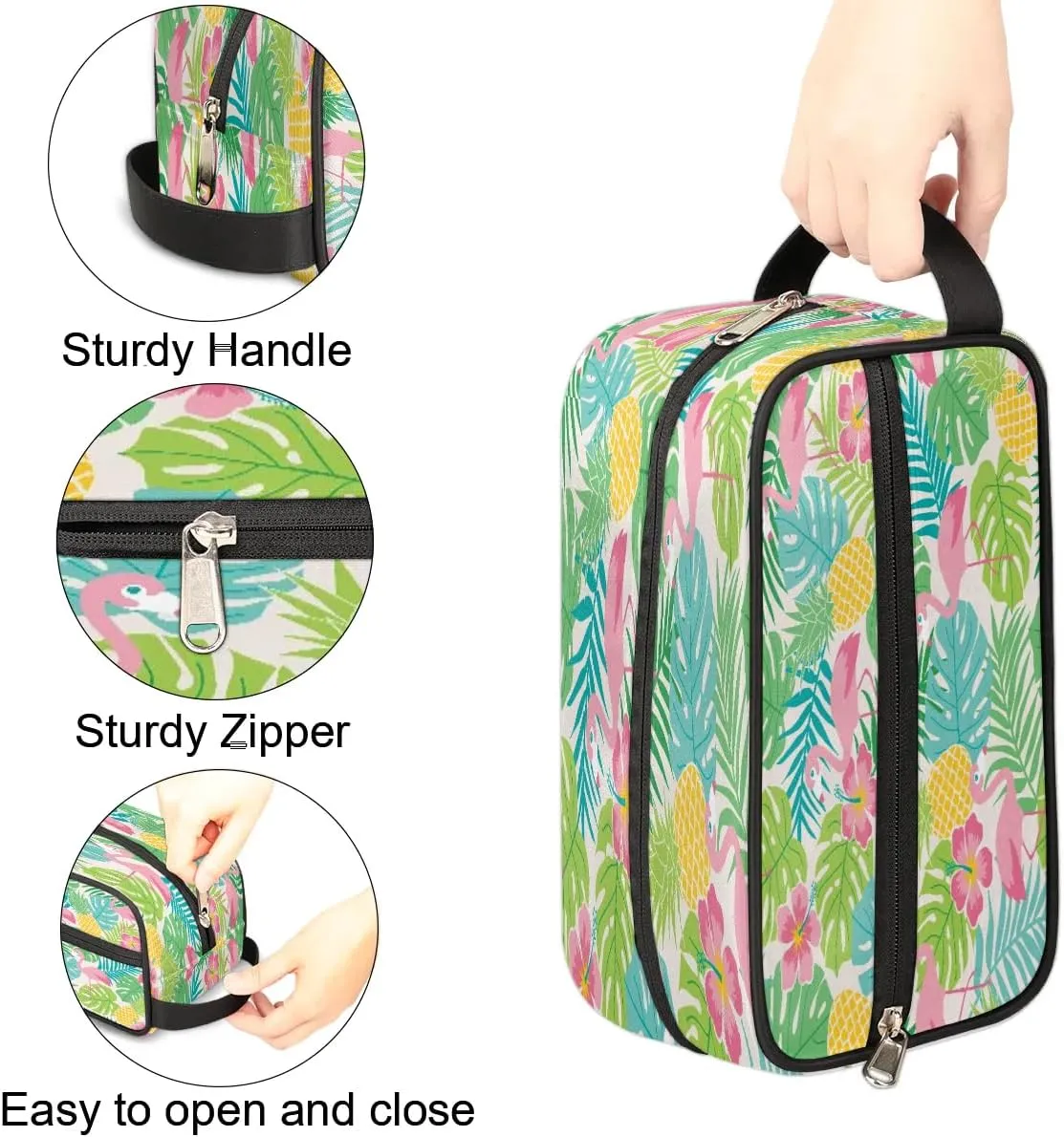 Lovely Flamingos Travel Toiletry Bag for Women Men Small Cosmetic Makeup Organizer Water Resistant Shaving Bag Portable Make Up Bag Storage Bags with Handle