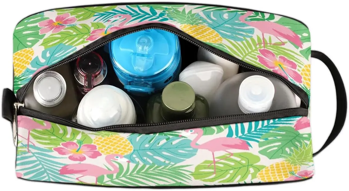 Lovely Flamingos Travel Toiletry Bag for Women Men Small Cosmetic Makeup Organizer Water Resistant Shaving Bag Portable Make Up Bag Storage Bags with Handle