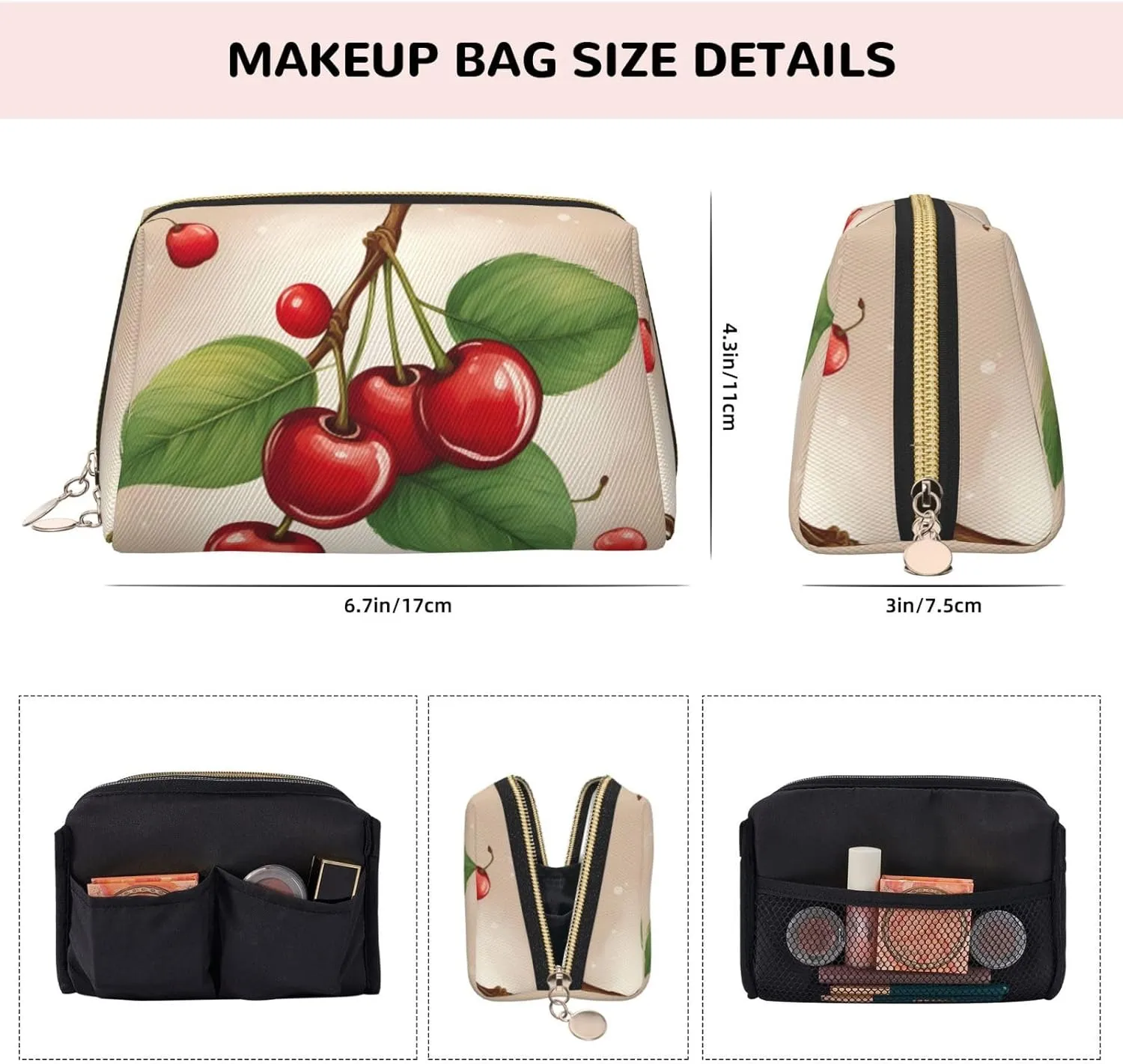 Lovely Sweet Red Cherry 1 Travel-Ready Toiletry Bag, Compact Makeup Organizer For Women